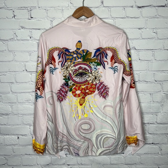 Lai Meng Five Cats Women's Button Down Printed Shirt - Picture 4 of 6